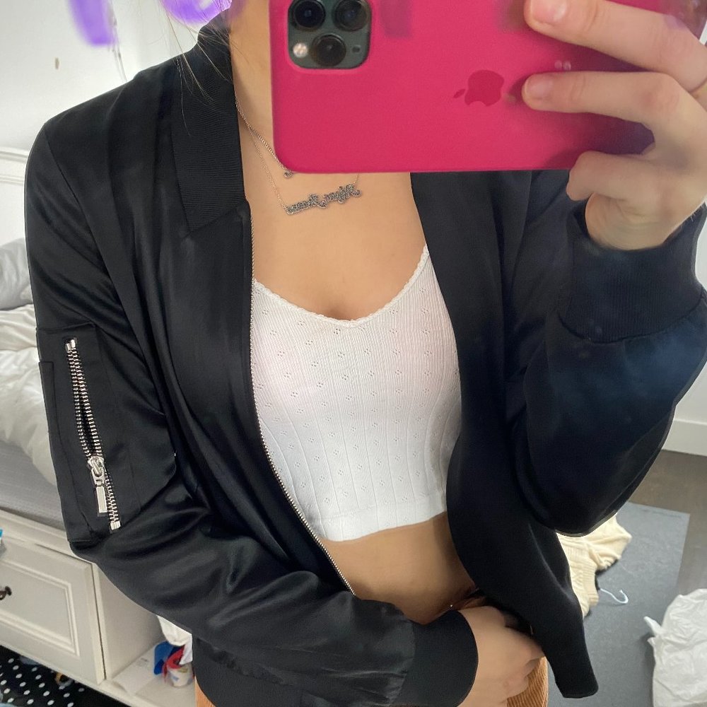 elie tahari silk bomber jacket